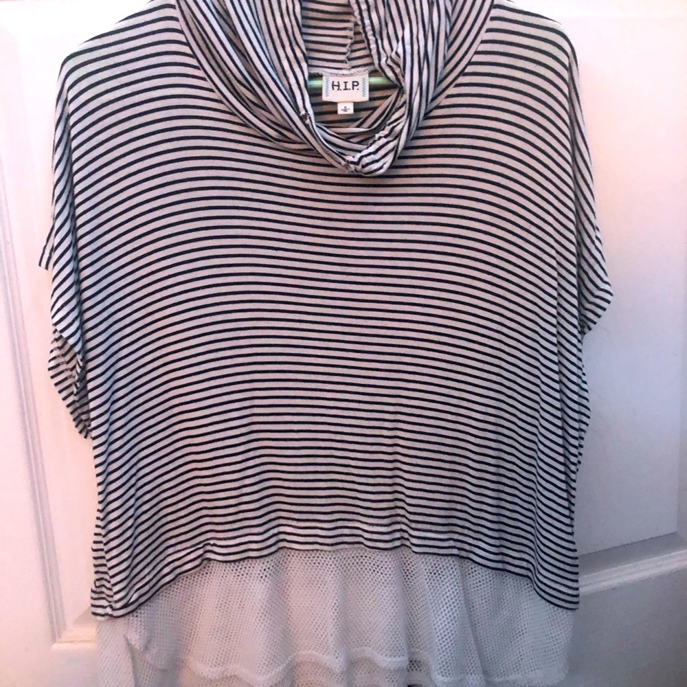 mock neck short sleeve, mesh bottom